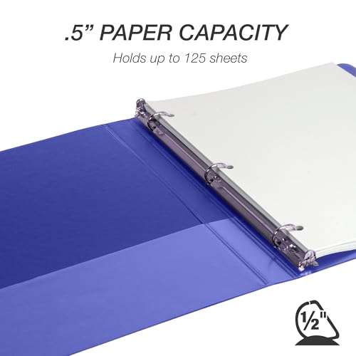 Samsill Durable 0.5 Inch Binder, D Ring Binder, Customizable Clear View Cover, Dark Blue, Holds 125 Pages - color: Dark Blue, size: 1 Pack