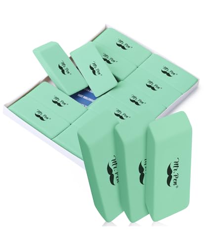Mr. Pen- Pencil Eraser Bulk, 12 Pack, Green | Bulk Large Latex Free Block Erasers for School, Office, Art Sketching, Homework, Exams, Clean Smudge-Free Correction - color: Green, size: 12 Pack