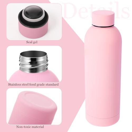 Bokon 10 Pcs Stainless Steel Water Bottle Bulk Teacher Employee Appreciation Gifts School Double Layer Vacuum 17 oz Small Mouth Sport Insulated Metal Reusable Flask Leakproof Lid - color: Baby Pink