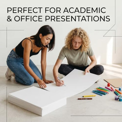 22x28” Poster Board, 400GSM Heavyweight Poster Paper Bulk, 25 Sheets White Display Large PosterBoards for School Office Company Craft Projects - color: White, size: 22 x 28’’