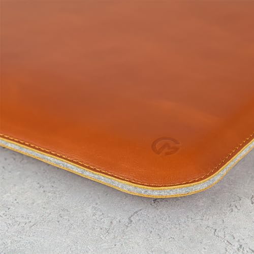 Casemade Real Leather Laptop Sleeve for MacBook Pro & Air Fits 13, 14, 15 & 16 Inch - Genuine Full Grain Leather with Soft Wool Lining (14-inch Pro M1/M2/M3/M4/M5) - color: Tan, size: 14" Pro M1-M5