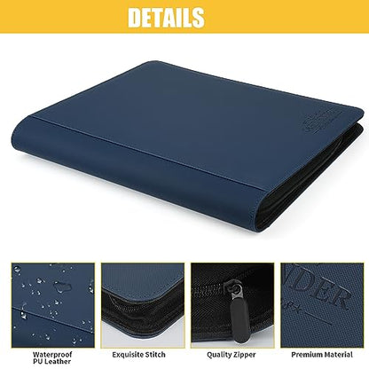 Toploader Binder,Toploader Hard Cases, 9-Pocket Pages Sleeves Hold up 288 Cards.Toploader Card Binder with Sleeves for “3×4” rigid，Card Holder(blue) - color: blue, size: 9 Pocket 288 Toploader