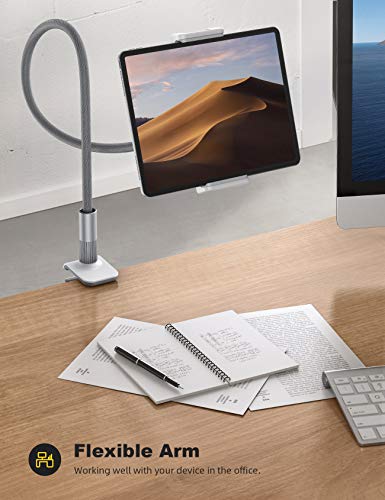 Lamicall Gooseneck Tablet Holder, Tablet Stand : Flexible Arm Clip Tablet Mount Gifts, Compatible with iPad mini Pro Air, Kindle, Switch, Galaxy Tabs, More 4.7-10.5" Devices - Gray - color: Gray
