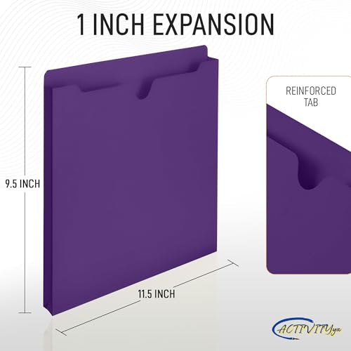 Purple File Jackets, 1 Inch Expansion, Letter Size, Reinforced Straight-Cut Tab, 6 Pack - color: Purple, style: 1 Inch Expansion