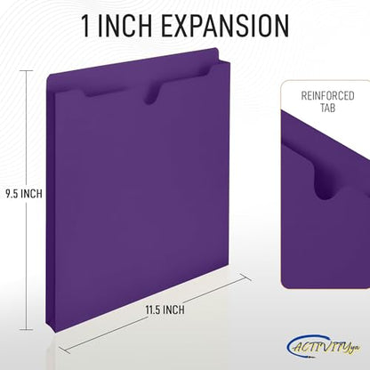 Purple File Jackets, 1 Inch Expansion, Letter Size, Reinforced Straight-Cut Tab, 6 Pack - color: Purple, style: 1 Inch Expansion