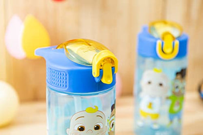 Zak Designs CoComelon Kids Water Bottle with Spout Cover and Built-In Carrying Loop, Durable Plastic, Leak-Proof Water Bottle Design for Travel (16 oz, 2-Pack, Non-BPA) - color: CoComelon 2pk