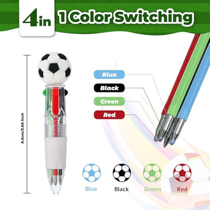 Soccer Party Favors Soccer Pens Mini Multicolor Pen in One Cute Fun 4-in-1 Pens Bulk Cool Ballpoint Pens for Birthday Gifts Teacher Supplies (Soccer, 24) - style: Soccer
