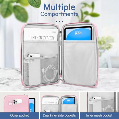 Dadanism 9-11 Inch Tablet Sleeve Bag Carrying Case, Flowers Pink | Fits iPad (A16) 11th Gen 11", iPad 10th Gen 10.9" Air 5/4, iPad Air M4/Pro 11", iPad 9/8/7th 10.2", Galaxy Tab A11+ Plus 11" - color: Flowers Pink, size: 9-11 inch