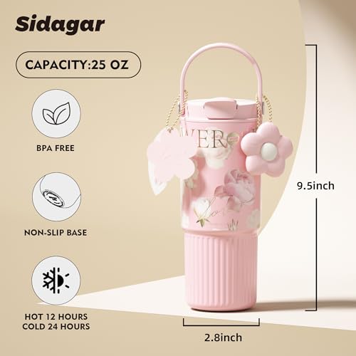 26oz Insulated Tumbler with Straw and Spout Lid, 316 Stainless Steel Water Bottle, 100% Leakproof Reusable Coffee Cup, Keep Cold 24H, Cupholder Friendly, Aesthetic Gift for Women, Pink - color: Pink