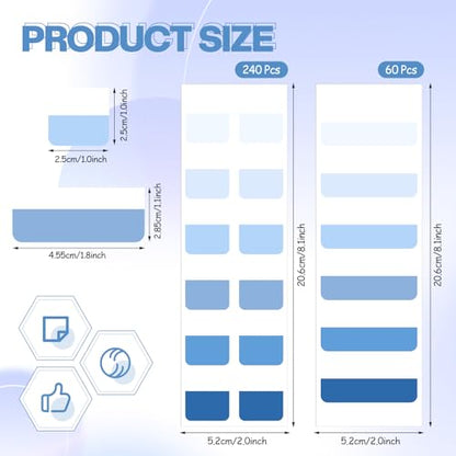 300 Pcs Sticky Index Book Tabs Bible Tabs Gradient Repositionable Page Tab Labels for Notebooks File Classification(Blue) - color: Blue