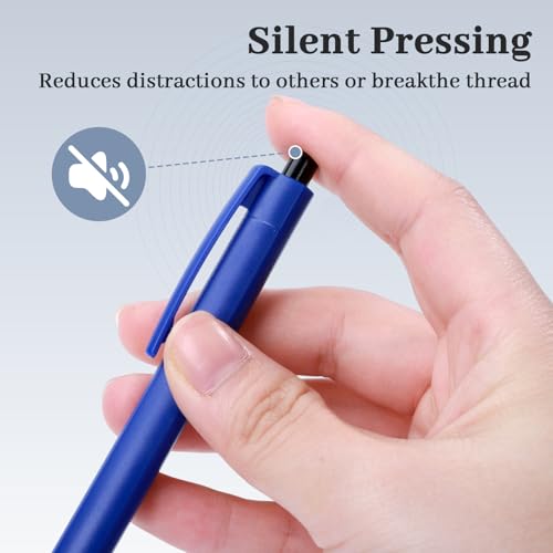 50 Pack Ballpoint Pens Bulk,1.0 mm Medium Point Black Ink Blue Barrel | Retractable, No Smear, No Bleed, Quick Dry Smooth Writing Click Pens for Studying, Journaling, Office and Everyday Use - color: Blue-50pieces