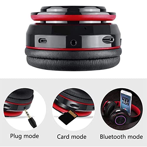 Kids Bluetooth Over Ear Headphones with Colorful LED Lights for Travel,Home | Built-in Mic, Bluetooth 5.0, Wired and Wireless Foldable Stereo Headphones for Classroom, Office, Tablet, Airplane - color: Black 2