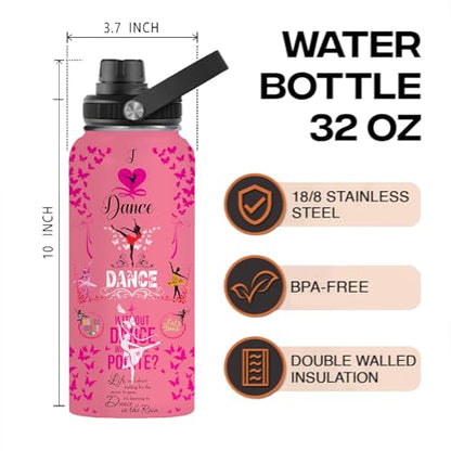 Dancer Water Bottle for Girls Women - 32oz Dance Ballet Stainless Steel Water Bottle - Cute Dancer Insulated Cup - Pink Ballerina Tumbler for Sports, Travel - color: Dancer