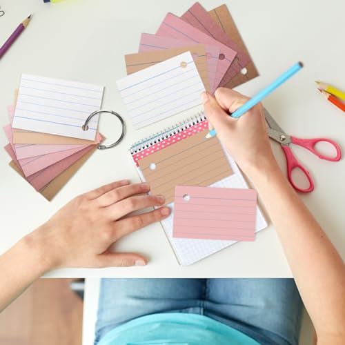 Epakh 300 Pieces Lined Index Cards 180 GSM Thick Flash Cards with Rings Notecards Punched Back to School for Studying Adults Home College Office(2 x 3 Inch,Yellow Series) - color: Yellow Series, size: 2 x 3 Inch