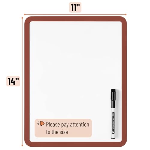 Mr. Pen- Dry Erase Board, 14” x 11” with a Black Dry Erase Marker | Chocolate Brown Frame, Small Mini White Board for Students, Fridge, Wall, Locker, Includes Double Sided Tapes - color: Chocolate Brown