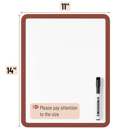 Mr. Pen- Dry Erase Board, 14” x 11” with a Black Dry Erase Marker | Chocolate Brown Frame, Small Mini White Board for Students, Fridge, Wall, Locker, Includes Double Sided Tapes - color: Chocolate Brown