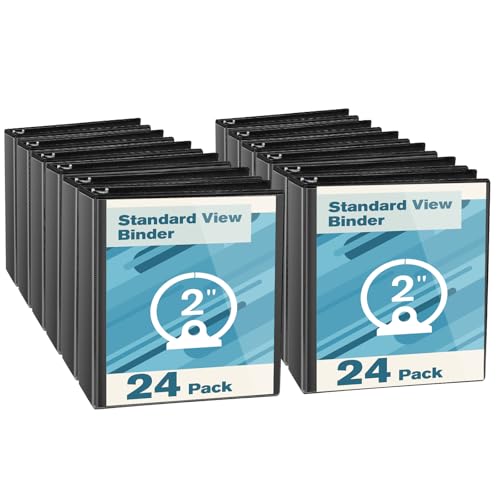 CIXILDTS 2-inch Round Ring Binder, Durable 2" 3 Ring Binder Fit Letter Size Paper, Black, 24-Pack - color: Black, size: 2", style: 24-Pack