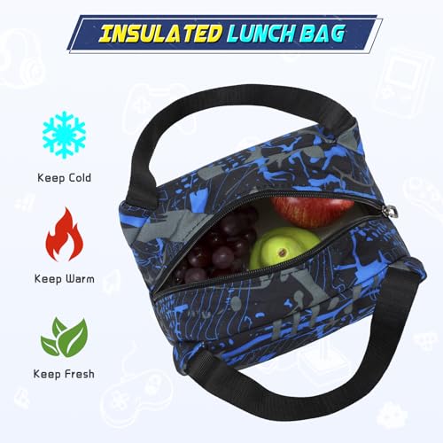 Scothen Boys Backpack, Cool Luminous School Backpacks for Boys with Lunch Bag Pencil Case, Kids Backpack Kindergarten Elementary Middle School Book Bags for Teen Boy Children with USB Charging Port - color: Cool Blue