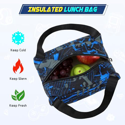 Scothen Boys Backpack, Cool Luminous School Backpacks for Boys with Lunch Bag Pencil Case, Kids Backpack Kindergarten Elementary Middle School Book Bags for Teen Boy Children with USB Charging Port - color: Cool Blue