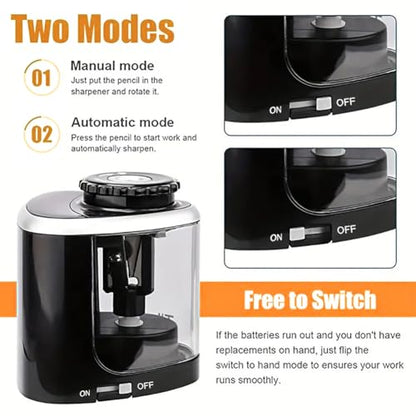 1PCS Pencil Sharpener -Sharpener for Wood & Graphite Pencils - Portable for Home, Office (Black) - color: Black