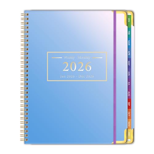 Planner -2026, Hardcover Weekly & Monthly Calendar Planner, January 2026 - December 2026, 8.5" x 11", Daily Agenda Book with Colorful Tabs, College Organizer Notebook, School & Work Supplies for Student Teacher Classroom - color: Purple, size: 8.5" x 11"(