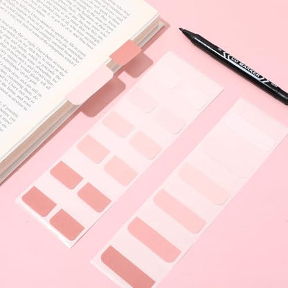 300 Pcs Sticky Index Book Tabs Bible Tabs Gradient Repositionable Page Tab Labels for Notebooks File Classification(Pink) - color: Pink