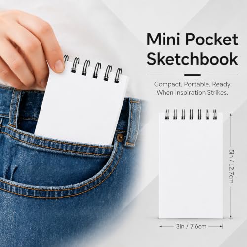 Watersay 100 Pack Small Spiral Notebook Bulk, 3x5 Pocket Notepads,White - color: White