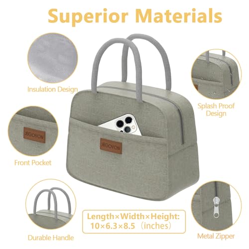 JBGOYON Leakproof Bento Box & Insulated Lunch Bag Set, 4-Piece, Khaki | 6-hour thermal retention, includes nested knife fork spoon, 2 reusable snack pouches, designed for adults and kids - color: Khaki