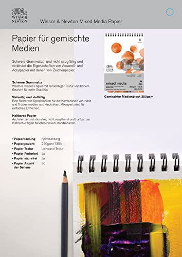 Winsor & Newton Professional Mixed Media Pad, 11" x 14", 30 Sheets, 250gsm, White - size: 11" x 14", style: Mixed Media Pad - White