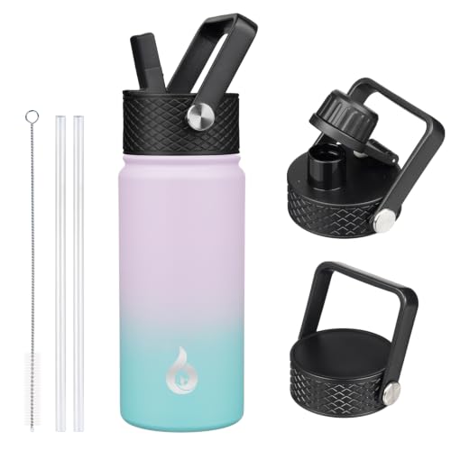 BJPKPK 18oz Insulated Water Bottle with Straw Lid, Stainless Steel Bottle | 3 Lids Included, Keep Cold & Hot, BPA-Free Leakproof Vacuum Bottle, Metal Water Bottle for office, Gym, Travel & Outdoor - color: Lavender Green, size: 18 Ounces