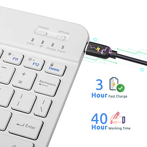 Amazon Fire HD 10/11/8 Wireless Keyboard, Universal Slim Portable Bluetooth Keyboard Compatible with Amazon Fire HD 10/11/8 with Built in Rechargeable Battery (10 Inch White) - color: 10 Inch White