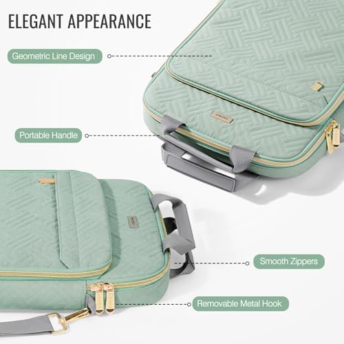 MoKo 13-14 in Puffer Laptop Sleeve Bag for 13-inch New Mac Air M5/Neo A18 Pro, 14-inch Mac Pro M5/M4/M3/M2/M1, 13.8“ Surface, Puffy Laptop Carrying Case with Handle & Shoulder Strap, Light Green - color: Light Green, size: 13.3-14 Inch