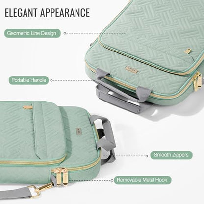 MoKo 13-14 in Puffer Laptop Sleeve Bag for 13-inch New Mac Air M5/Neo A18 Pro, 14-inch Mac Pro M5/M4/M3/M2/M1, 13.8“ Surface, Puffy Laptop Carrying Case with Handle & Shoulder Strap, Light Green - color: Light Green, size: 13.3-14 Inch
