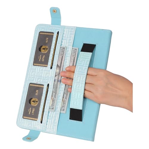 Shiny Case for iPad mini 5/4/3/2/1, Mini 7.9" Handbag Case, Techcircle Iridescent PU Leather Folio Envelope Pocket Stand Cover with Hand Strap+Shoulder Strap+Pencil Holder+Card Slots, Shiny Blue - color: 03 Shiny Blue, size: iPad Mini 5/4/3/2/1 7.9"