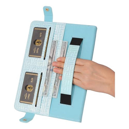 Shiny Case for iPad mini 5/4/3/2/1, Mini 7.9" Handbag Case, Techcircle Iridescent PU Leather Folio Envelope Pocket Stand Cover with Hand Strap+Shoulder Strap+Pencil Holder+Card Slots, Shiny Blue - color: 03 Shiny Blue, size: iPad Mini 5/4/3/2/1 7.9"