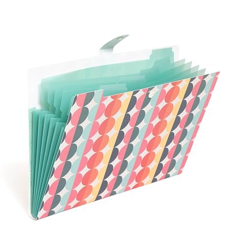 U Brands Poly 6 Pocket Expandable Folder with Tabs, Colorful Cubist, 1 Count, 1/5-cut tabs and 14 Blank Adhesive Labels - color: Colorful Cubist