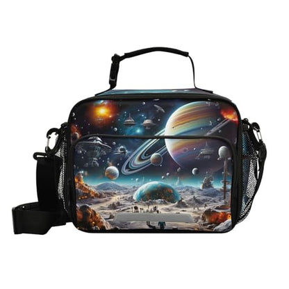 Space Planet Universe Kids Lunch Box Insulated Lunch Bags Cooler Tote Bag with Removable Shoulder Strap for Boy Girl Student 20847713 - color: Space