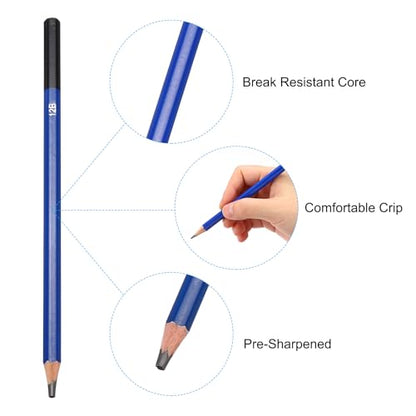 PATIKIL 12B Drawing Pencils, 12PCS Sketch Pencils for Drawing, Art, Classroom, Office, Home, Gifts (Pack of 2) - size: 1 Count (Pack of 2), style: 12B