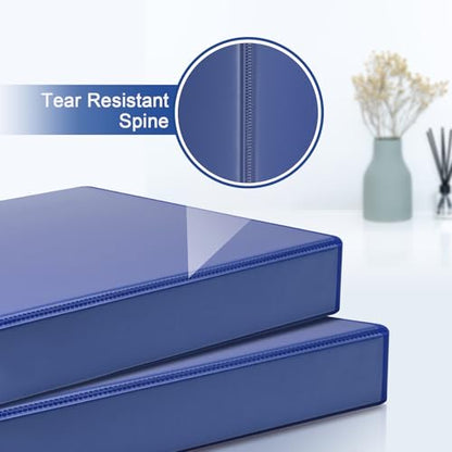 COMIX Sturdy 3 Ring Binder 2 inch with Clear View Cover, 2" Slant-D Ring View Binder Holds 500 Sheets of US Letter Size Paper, 6 Pack (Blue) - color: Blue, size: 2 inch