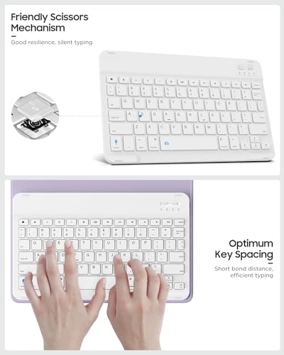 MoKo Universal Tablet Case with QWERTY Keyboard for 9",9.7",10.1",10.2",10.4",10.5",10.9",11" Tablet, with Removable Wireless Bluetooth Keyboard&Pen Holder for iPad, Samsung, Fire, Pixel, Other, Lilac - color: Lilac