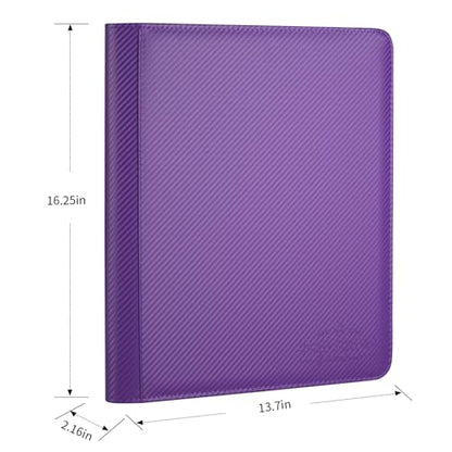 Toploader Binder,Toploader Hard Cases, 9-Pocket Pages Sleeves Hold up 288 Cards.Toploader Card Binder with Sleeves for “3×4” rigid，Card Holder(purple) - color: purple2, size: 9 Pocket 288 Toploader