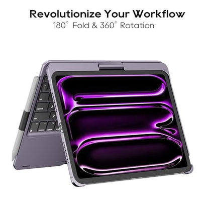 edaiser Swivel Keyboard Case for iPad Pro 11-inch M5 M4 (2025 2024) Purple | 360° Rotatable Protective Cover with Pencil Holder | Multi-Touch Trackpad | RGB Backlit | A3357 A3358 A3359 A2836 A2837 A3006 - color: Metallic Purple, size: iPad Pro 11" (M4/M5)