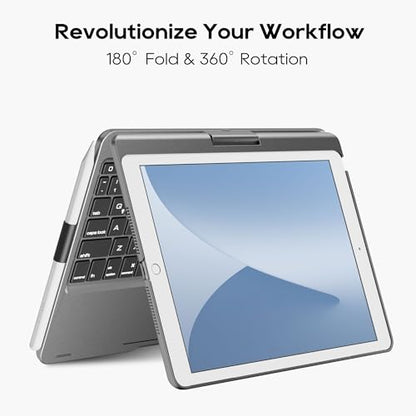 edaiser Swivel Keyboard Case iPad 10.2" (9th 8th 7th), Air 3rd Gen Gray | 360 Degree Rotatable Protective Cover with Pencil Holder | Multi-Touch Trackpad, RGB Backlit | Flexible Adjustable View Angle - color: Space Gray, size: iPad 10.2"(9th-7th)& Air 3rd