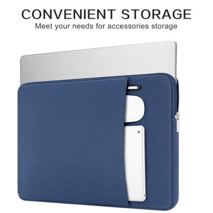RAINYEAR Laptop Sleeve Case Compatible with 13.3 Inch Notebook Computer Chromebook 14" MacBook Pro/Max M1 M2 M3 M4 M5 Cover Soft Bag with Front Pocket & Accessories Pouch (Navy Blue, Upgraded Version) - color: Navy Blue(Upgraded Version), size: 13"-13.3"