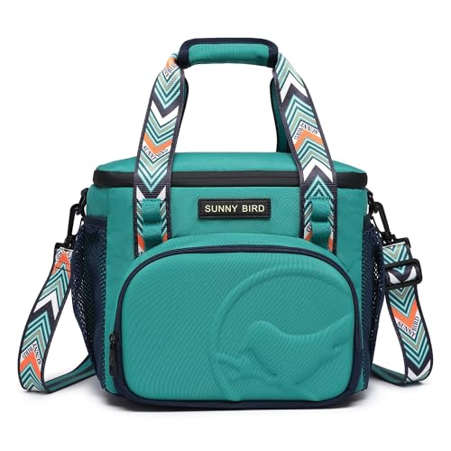 SUNNY BIRD 12L Large Insulated Lunch Bag, Leakproof and Foldable Lunch Cooler Box for Women Adult and Men, Fits 18 Cans (Turquoise Green) - color: Turquoise Green