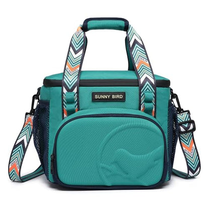 SUNNY BIRD 12L Large Insulated Lunch Bag, Leakproof and Foldable Lunch Cooler Box for Women Adult and Men, Fits 18 Cans (Turquoise Green) - color: Turquoise Green