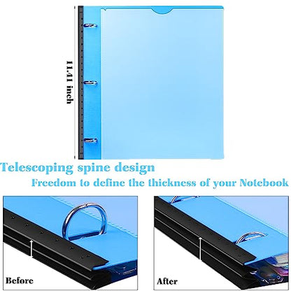 INFUN All-in-one Telescoping Binder Notebook, Refillable 3 Ring Notebook Binder with 1 plastic movable pocket folder,5 plastic subject dividers and graph paper and college ruled paper - Blue - color: Blue, size: 1 PCS