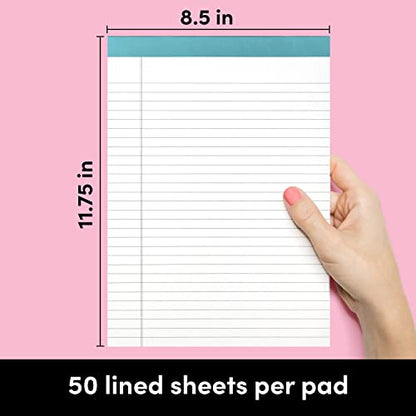 PAPERAGE Lined Legal Pads, (Rainbow), 6 Pack, 50 Sheets Each, Wide/Legal Ruled, Note Pads, Paper, 8.5 inches x 11 inches - color: Rainbow, size: Large (6 Pack)