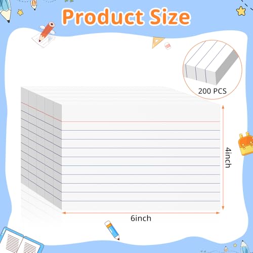Index Cards 4x6, White Flash Cards, Lined Flashcards Notecards | Note Cards for Studying, 180GSM Study Card, School Supplies, 200 Count, 5 Pack of 40 - color: White-6P, size: 4x6 Inch