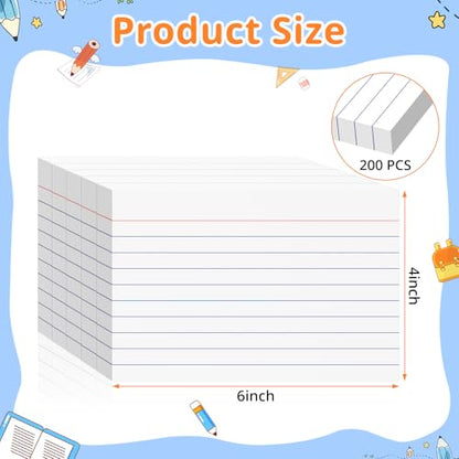 Index Cards 4x6, White Flash Cards, Lined Flashcards Notecards | Note Cards for Studying, 180GSM Study Card, School Supplies, 200 Count, 5 Pack of 40 - color: White-6P, size: 4x6 Inch